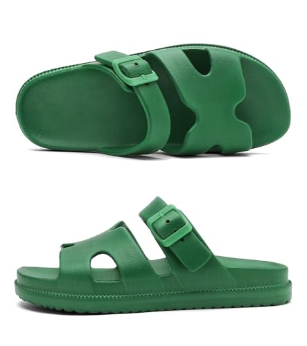 Image of Haifago Women's Flat Sandals with Arch Support, Summer Beach Slip on Slides Comfort Lightweight H-Strap Sandal Adjustable Buckle