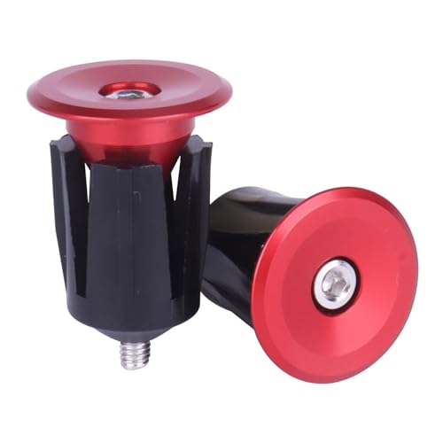 YANRUHFL 2 Pcs Bar End Plugs Aluminum Bar Ends Handlebar End Plugs Handlebar Caps for Road Bike Mountain Bike MTB (Red)