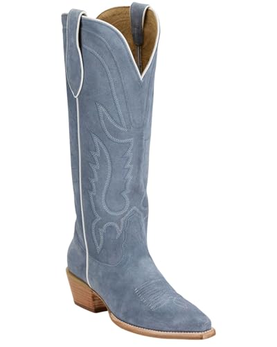 Tony Lama Women's Derby Liz Tall Western Boot Snip Toe Light Blue 10 M US