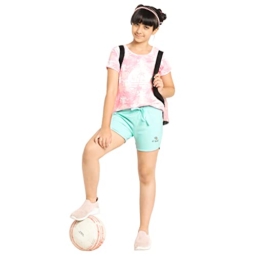 Image of Real Basics Premium Cotton Shorts for Girls - Regular Fit Printed Girl Shorts (Pack of 4)