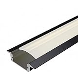 Brico Eléctrico Perfil Led Negro De Aluminio De Empotrar 24,7 x 1 Mm - 2 metros - Disipador Para Tiras Led - Instalación en Pared o Techo