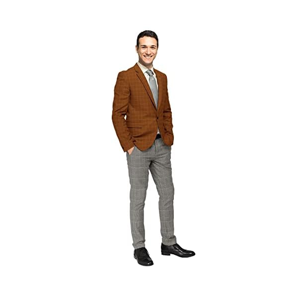 Elina fashion Men's Plaid Checked Cotton Blazer 2 Button Jacket Regular Long Sleeve Daily Fit Suit Business Lightweight Casual Sport Coat, Brown, XX-Large