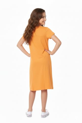 Image of Clotth Theory Girls Cotton Nightdress | Knee Length Nighty | Round Neck Short Sleeve Soft Sleepwear