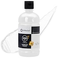 Artecho Titanium White Acrylic Paint 500ml/17oz, Craft Paint for Art Supply, Ideal for Canvas, Fabric, Pumpkin, Rock, Leather, Model, Ceramic, Plastic, Clay, Glass.