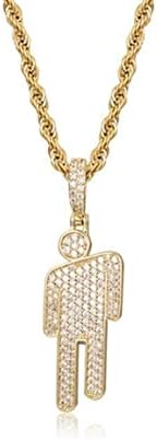 AOLIAY 1PC Stylish Villain Necklace, Stainless Steel Bowed Head Pendant Zircon Hip Hop Necklace Couple Pendant Necklace (golden)