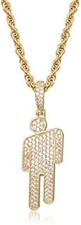 AOLIAY 1PC Stylish Villain Necklace, Stainless Steel Bowed Head Pendant Zircon Hip Hop Necklace Couple Pendant Necklace (golden)