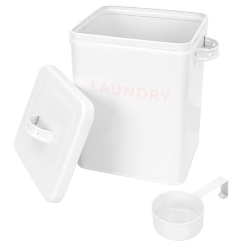 NIYANGLE Cubo De Hierro Doméstico Para Detergente De Polvo De Lavandería Con Cucharón Para Almacenamiento De Jabón Limpieza Moderno y Práctico