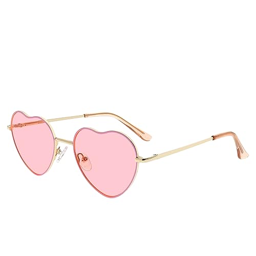 FAA'N Kids Heart Shaped Sunglasses for Girls and Boys Age 8-12 - Trendy Fashion Accessories for Birthday Party Favors (Pink)