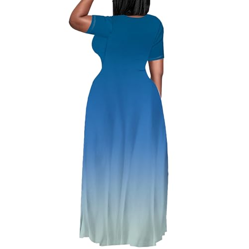 Image of PinkPatty Women's Plus Size Maxi Dresses Short Sleeve Sundress Summer T-Shirt Beach Long Dress with Pockets