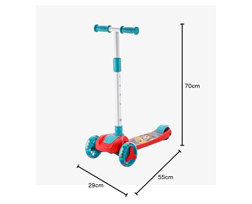 Image of JoyRide Road Runner The Smart and Smooth Stark Kids Skate Scooter, 3-Level Adjustable Handle, Anti-Slip Footplate, 3 PU LED Wheels, Rear Brake (RED)