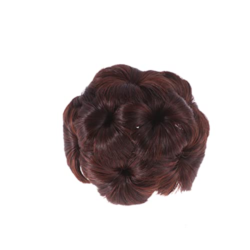 CALLARON 1Pc Flower Design Synthetic Hair Updo Clip Bun Hair Chignon Clip for Women Dark Brown Easy to Use Hair Bun Accessory for Volume and Fullness Durable and Stylish Hair Decoration