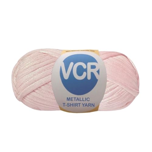 Image of VCR Shine Light Pink Metallic T-Shirt Yarn, 100 Grams, 100% Metallized Craft Yarn, Pack of 1 Yarn, Suitable for Handbags, Tote Bags and Sling Bags