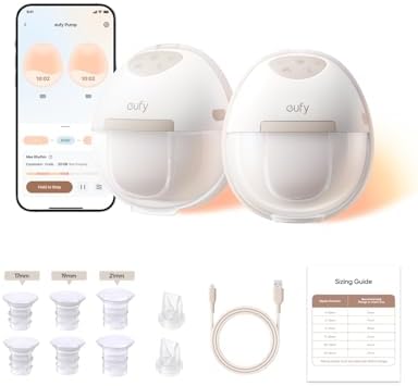 eufy Security Heated Breast Pump Hands-Free E20, Wearable with Innovative HeatFlow, 3 Heat Levels, Optimized Rhythm via App, Hospital-Grade Suction, Leakproof, Ultra-Slim and Quiet for in-Bra Use