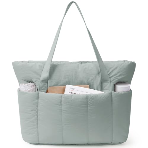 Image of Narwey Puffer Tote Bag for Women Girl, Puffy Travel Gym Shoulder Handbag