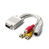 QUANXILXU VGA to RCA Cable Durable VGA to S Video 3 RCA Converter AV TV Out Cable Adapter for PC Laptop Tablet Notebook