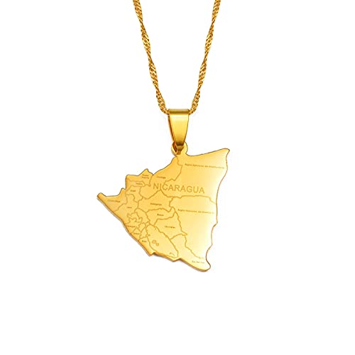 LIUZIXI Colliers Pendentifs du Nicaragua - Colliers À Breloques Ethniques Bijoux Patriotiques D'Amitié - avec des Noms De Villes Pendentif De Cartes De Pays du Nicaragua pour Femmes Hommes Anniver