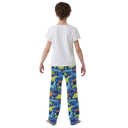 ZZKKO Bright Colorful Dinosaur Blue Boys Pants for Kids Jogger Pants with Pockets S-XL3