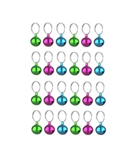 SKYPIA Round Dog Bells Dog Charm Bells Pet Pendant, 24 PCS Anti-Lost Training Bells for Collars, Suitable for Pet Pendant Accessories,1/2-Inch, Random (Rondom-24)