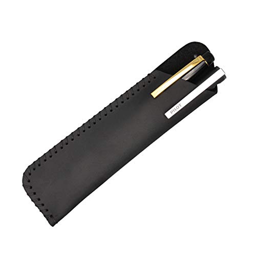 Estojo de couro para caneta-tinteiro retrô Crazy Horse, bolsa de proteção para caneta vintage feita à mão (preto)