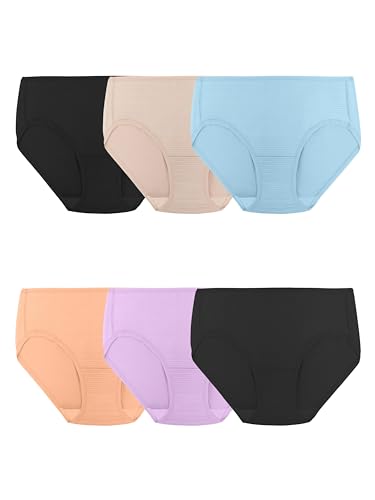 Fruit of the Loom Women's Breathable Underwear, Moisture Wicking Keeps You Cool & Comfortable, Available in Plus Size, Cooling Stripes-Brief-6 Pack-Colors May Vary, 9, 6DBCSR1