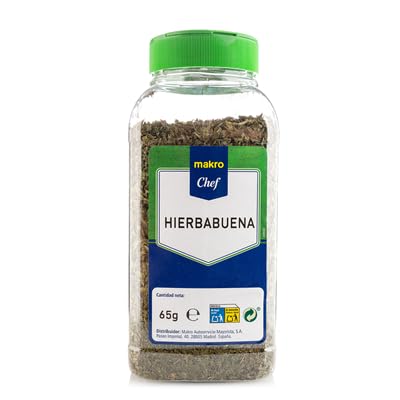 Variedad de Especias y Hierbas Makro Chef: Cilantro, Hierbabuena, Hinojo, Orégano, Piñones y Regaliz en Diferentes Formatos - Ideal para Cocina Profesional y Hogar (1 BOTE, Hierbabuena 65g)