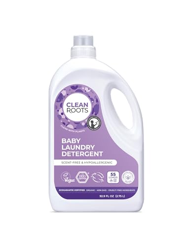 Clean Roots Baby Laundry Detergent, EcoGarantie Certified 100% Organic & Natural, Scent-Free & Hypoallergenic, Dermatologically Tested & Approved - 55...