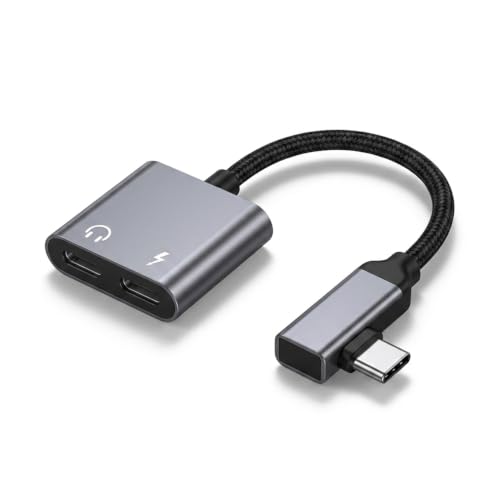 Image of Verilux 2 in 1 Right Angle USB Type C to Type C Audio & Charging Connector | 10W USB C Male to Female Adapter with Simultaneous Wired Headphone Connection for iPhone 1716 /15 Series, Galaxy S26 /S25 /S24