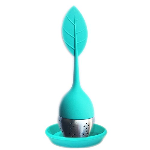 Turquoise FUGAMI Silicone Loose Leaf Tea Infuser with Resting Plate