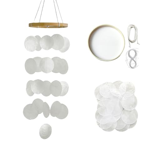 KLINNA 15 x 55 cm, carillón de viento colgante como decoración bohemia, carillones de viento para exteriores, jardín y balcón, estilo marítimo de atrapasueños para tu ventana o terraza (color blanco)