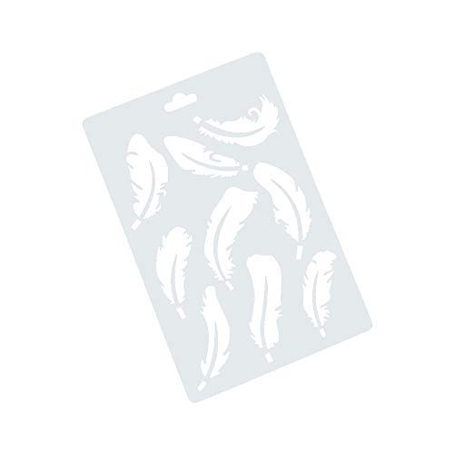 Hollow-Out Feather Stencil Template for Wall Painting, DIY Craft Tool Reused Plastic Drawing Template, 2 Pcs.