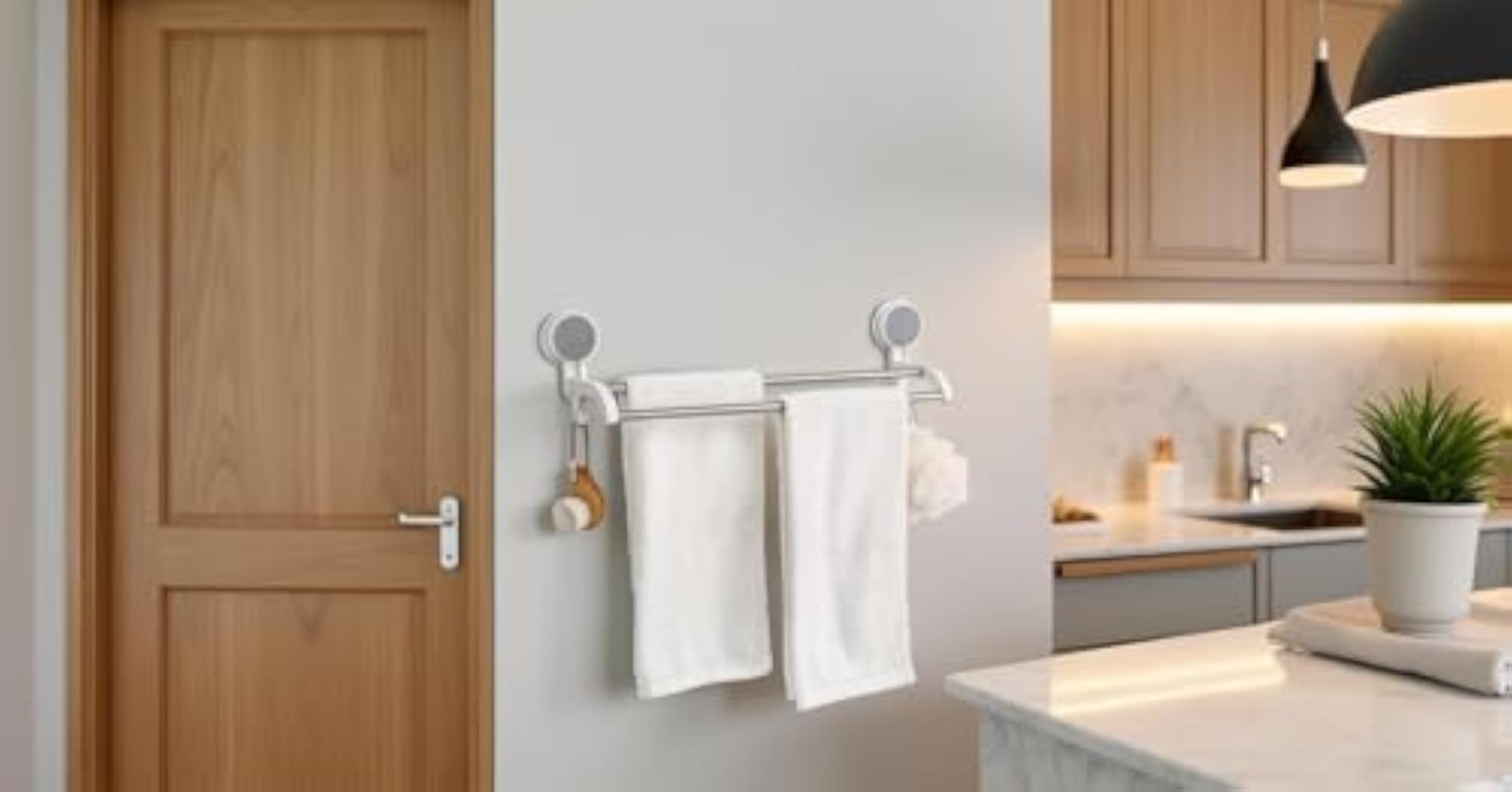 Self Adhesive Stainless Steel Double Towel Rod