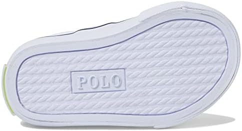 POLO RALPH LAUREN Sayer PS (Toddler) White Recycled Canvas/Navy/Citron/Citron Pony Player 8.5 Toddler M | Image 2