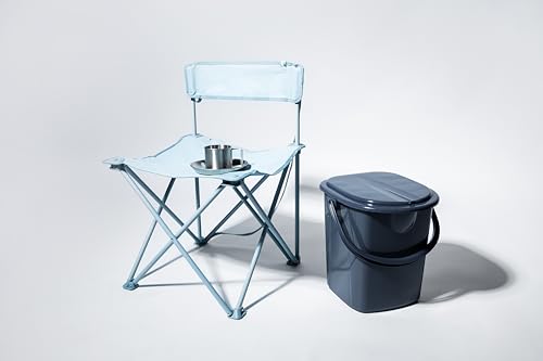 BranQ - Home essential, zu 100 % aus recyceltem Material hergestellt, Ökologisch, Mobile Campingtoilette 22 Ltr mit max. Tragkraft bis 120kg, ECO Grau