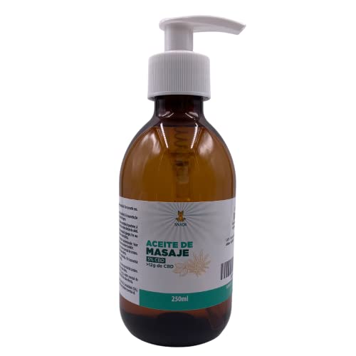 250 ml - Aceite de almendras para masaje - aceite de cannabis, 5% CBD y aceite esencial de enebro. Masaje deportivo y relajante.