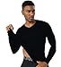 OVIYEGAIN Black V Neck Compression Long Sleeve Shirts for Men Running Athletic Workout Undershirt Cool Dry Base Layer Tops