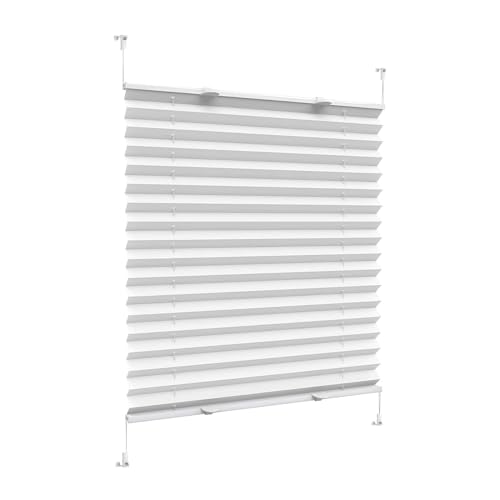 plissee verdunklung, 120 x 130 cm Sicht- und Sonnenschutz, Plisseerollo Jalousie innen Klemmfix ohne Bohren, für Fenster & Balkontür, Weiß