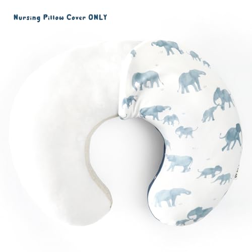 Image of GRSSDER Nursing Pillow Cover Stretchy Minky Removable Nursing Covers for Breastfeeding Pillows, Ultra Soft Comfortable Slipcover for Boy and Girls, Stylish Elephant Pattern