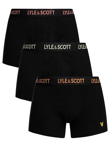 Lyle & Scott Men's 3 Pack Barclay Trunks, Black (Orange/Grey/Pink), M