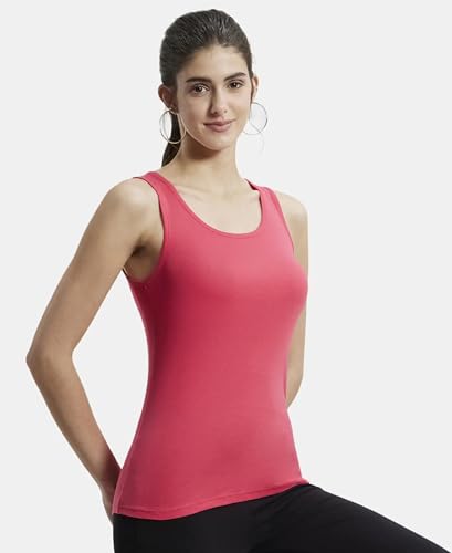 Image of Jockey A113 Women's Super Combed Cotton Rib Fabric Slim Fit Solid Tank Top