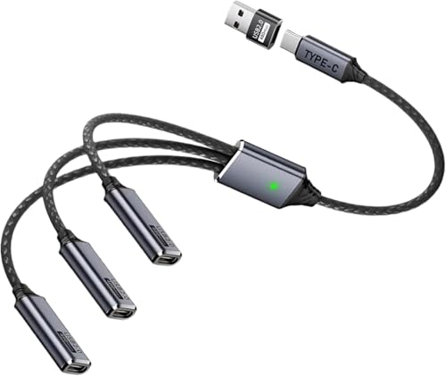 Image of Tobo USB C Splitter 1 in 3 Out with Type A Male to Type C Female Adapter, USB C 1 Male to 3 Female Y Splitter Extension Charging Cable for Tablet, Hard Drive, etc (TD-1608CC)