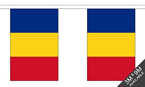 Flagtex Romania Fabric Bunting – 9m with 30 Flags – Indoor & Outdoor Decoration – String Flags Banners Romanian Eastern Europe — image 1