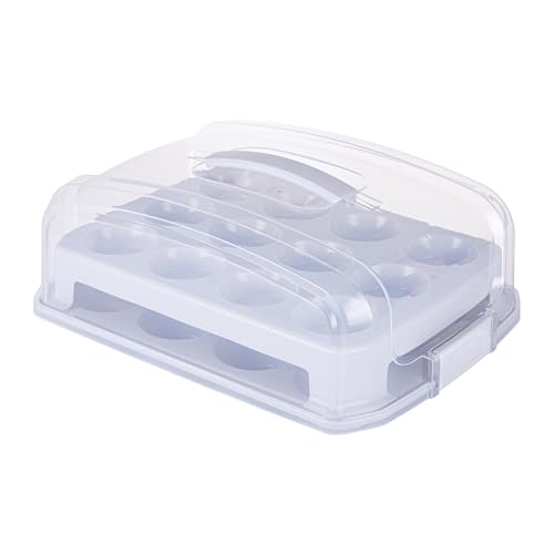 Relaxdays Muffin Transportbox 24 Cupcakes & Muffins 2 Etagen Tragegriff HBT 16 x 37 5 x 28 5 cm Kuchenbox hellgrau