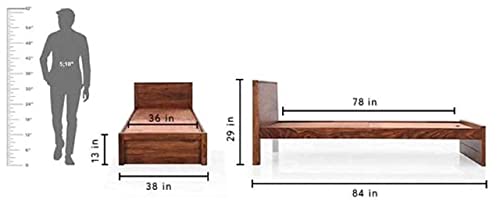 Image of Wudniture Solid Sheesham Wood Single Bed I Sheesham Wood Single Size Bed-Natural Finish