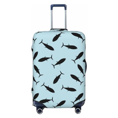 Black Tuna Fish Luggage Cover Protector Anti-Scratch Washable Fits 18-32 Inch Luggage-X-Large