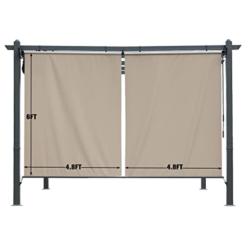 BPS Roller Shade, Pergola Curtain, Cordless Roller Shade Gazebo Curtain Only, 4.8' x 6' - 2 Pack