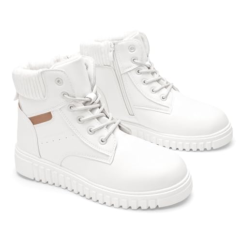 GLAMORA Stivaletti invernali da donna impermeabili e termici con suola antiscivolo e fodera calda in pelliccia comoda e leggera, ideali per città, lavoro o attività all'aperto, bianco, 38 EU