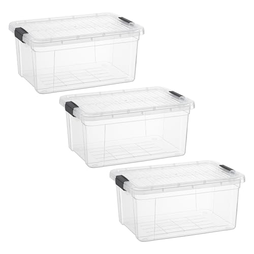 Image of Superio 11 Quart Clear Plastic Storage Boxes with Lids, Stackable Organizer Containers, BPA-Free Storage Bins for Home, Office, School & Dorm, 3 Pack