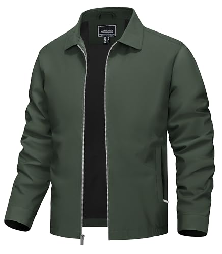 Image of TACVASEN Mens Lightweight Windbreaker Full Zip Up Laydown Collar Jackets Light Casual Coat with Zip Pockets