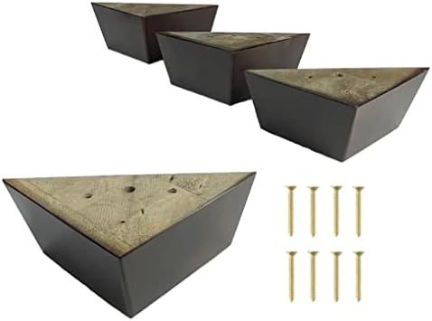 ComfortStyle Furniture Legs, Chair Couch Feet Replacement, Set of 4 Wood Sofa Corner Feet, 2-1/2" Tall by 5" Wide Triangle, Walnut Finish