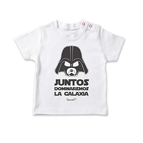 SUPERMOLON Camiseta bebé Juntos dominaremos la galaxia Blanco 1-2 años